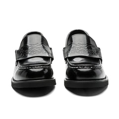 Men's Black Patent Leather Loafers – Formal Slip-On Dress Shoes with Square Toe, Elegant Business and Wedding Shoes for Men