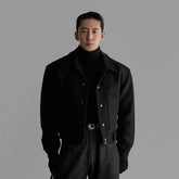 IEFB Retro Minimalist Warm Men's Workwear Wool Jacket Solid Color Turn Down Collar Long Sleeves Coat Winter New Tide 9X2085