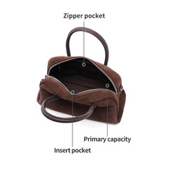 Barrel Boston bag in suede