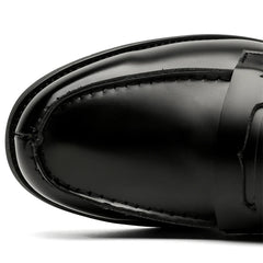 Men's Black Leather Penny Loafers Classic Slip On Dress Shoes Formal Casual Comfortable Leather Lining Trendy Fashion Footwear F