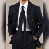 Luxury Woolblend Metal Button Double Breast Suit Casual Business Banquet Host Wedding Two-Piece Suit Jacket Men Tuxedo Suit