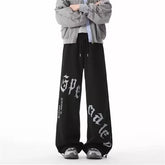 Spring Goth Letter Printed Baggy Straight Leg Trousers For Man Hip Hop Fashion Cotton Sports Pants Y2K Vintage Pantalones Hombre