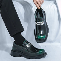 Men Loafers PU Thick Sole Square Toe Trendy Men Shoes