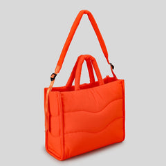 Puffer quilted oversized tote in nylon for winter