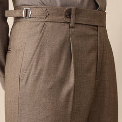 Italian Mens Wool Formal Pant Pantalones Hombre Dress Ankle Pants Men British High Waist Straight Pants Men Social Trouser