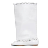 Wide-leg loose knee-high boot in medium-long length