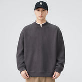 Double Collar Pullover Sweatshirt Men Loose Casual Streetwear Fashion Long Sleeve Hoodie Sweatshirts Tops