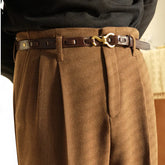 Wool Blend Winter Thick Hollywood Pants Retro British Style Wide-Leg Casual Trousers Men High Waist Straight Warm Long Pants