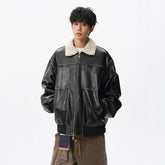IEFB High Street Men's Padded Jackets Lamb Wool Patchwork Turn-down Collar Contrast Color Vintage Male Cotton Coats New 9X1638
