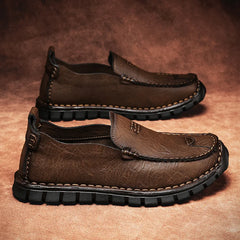 Slip-on leather loafer in soft moccasin business casual style