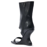 Leather Cutout Sandal Boot — Single Strap & Side Zip