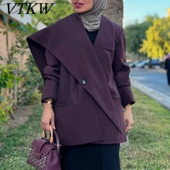 Irregular one-button short loose blazer