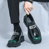 Men Loafers PU Thick Sole Square Toe Trendy Men Shoes