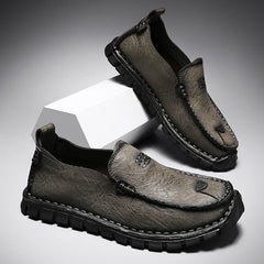 Slip-on leather loafer in soft moccasin business casual style