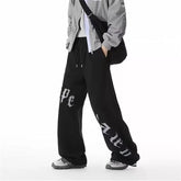 Spring Goth Letter Printed Baggy Straight Leg Trousers For Man Hip Hop Fashion Cotton Sports Pants Y2K Vintage Pantalones Hombre