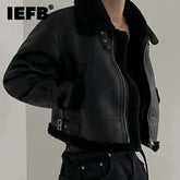 IEFB Leather Cotton Coat For Men's Winter Korean Style Loose Lamb Suede Motorcycle Pu Padded Jacket Trend Male Spring New 9C3184