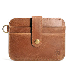 Slim genuine leather mini card holder wallet with 4 slots