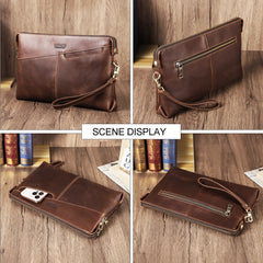CONTACT'S Genuine Leather Clutch Bags for Men Password Lock Security Clutches Phone Pocket Men's Bag Handbag Male Cluth Wallet