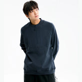 Men Spring Autumn Streetwear Fashion Loose Casual Splice Zipper Collar Plus Size Pullover Sweatshirts Tops Cityboy Outerwear
