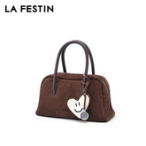 Barrel Boston crossbody in suede
