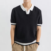 Polo Shirt Men Summer Ice Silk Short Sleeve Business Casual Vintage Knitted T-shirt Man Korean Streetwear Fashion T Shirts Tops