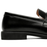 Men's Black Leather Penny Loafers Classic Slip On Dress Shoes Formal Casual Comfortable Leather Lining Trendy Fashion Footwear F