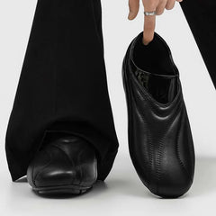 Men's 5cm Height Increasing Casual Loafers Black Leather Slip-On Shoes Lightweight Comfortable Driving Moccasins Business Formal