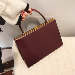 Vintage clip-top tote in PU leather