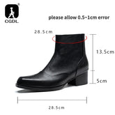 Luxury British Style Mens Boots with Height Handmae Genuine Leather 5 Cm High Heels Winter Warm Fashion Ankle Social Shoes Man