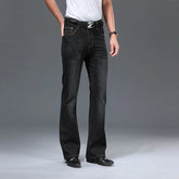Denim Flared Jeans Men Boot Cut Denim Pants Comfortable Slightly Slim Classic Loose Casual Blue Black Trousers For Male Bootcut