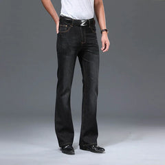 Denim Flared Jeans Men Boot Cut Denim Pants Comfortable Slightly Slim Classic Loose Casual Blue Black Trousers For Male Bootcut