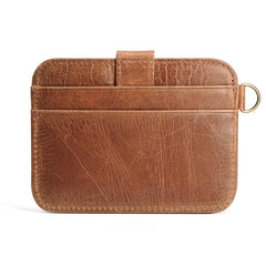 Slim genuine leather mini card holder wallet with 4 slots