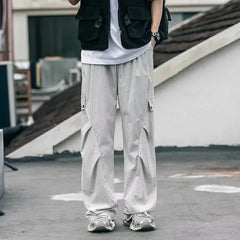 2026 New Men's Techwear Cargo Pants Hip Hop Fashion Straight Wide Leg Trousers Male Summer Y2K Streetwear Baggy Gym Sweatpants