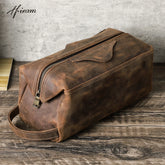 Genuine Leather Toiletry Bag Men Cosmetic Bag Travel Man Woman Wash Bag Storage Bags Handbag For Make Up Dopp Kit Male