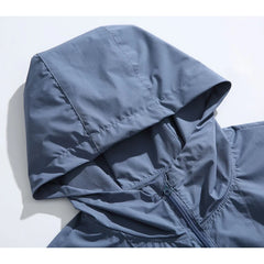 Summer New Japanese Style Color Block Hooded Windbreaker - Men's Casual Short Sleeve Outdoor Sports Jacket