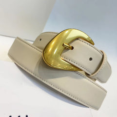 Slim cowhide leather belt with brass pin buckle in black