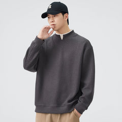 Double Collar Pullover Sweatshirt Men Loose Casual Streetwear Fashion Long Sleeve Hoodie Sweatshirts Tops