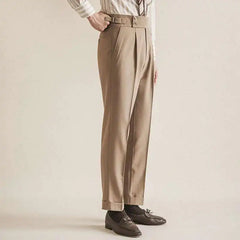 Paris Buckle Pant Casual Men Pant Fashion Naples High Waist Straight Pant Men Business Versatile Dress Pant Slim Social Trousers