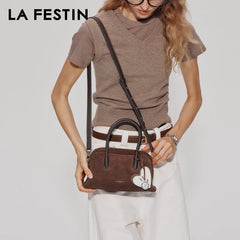 Barrel Boston crossbody in suede