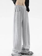 2026 New Hip Hop Gray Straight-Leg Sweatpants For Men High Street Baggy Drape Pants Spring Korean Fashion Y2K Casual Trousers