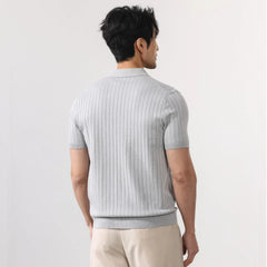 Men Summer Business Casual Fashion Vintage Short Sleeve Knitted Polo Shirt Male Commuter Sweater T-shirt Tees Tops