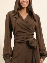 Lace-Up Spliced Loose Shirt