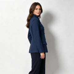 Mandarin collar frog button slim fit blazer