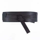 Bow detail wide waist belt in soft cowhide leather for dress