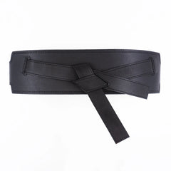 Bow detail wide waist belt in soft cowhide leather for dress