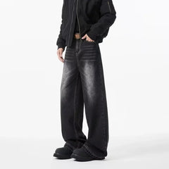 Autumn Men's Retro Washed Straight-Leg Jeans High Street Fashion Baggy Denim Pantalones Hombre New Hip Hop Distressed Y2K Jean