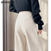 High waist floor-length wide-leg velvet trousers in thickened fabric
