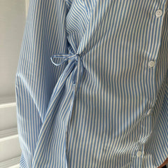 BJTZ 2026 Spring Autumn Women Striped Waist Tie Shirt Elegant Office Work Wear Casual Slim Tops