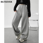 Wide-leg loose sweatpants with lace-up in long length