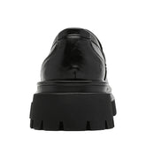 Men's Black Leather Loafers Metal Buckle Decor Chunky Lug Sole Sleek Upper Comfortable Cushioned Insole Stylish Casual Footwear